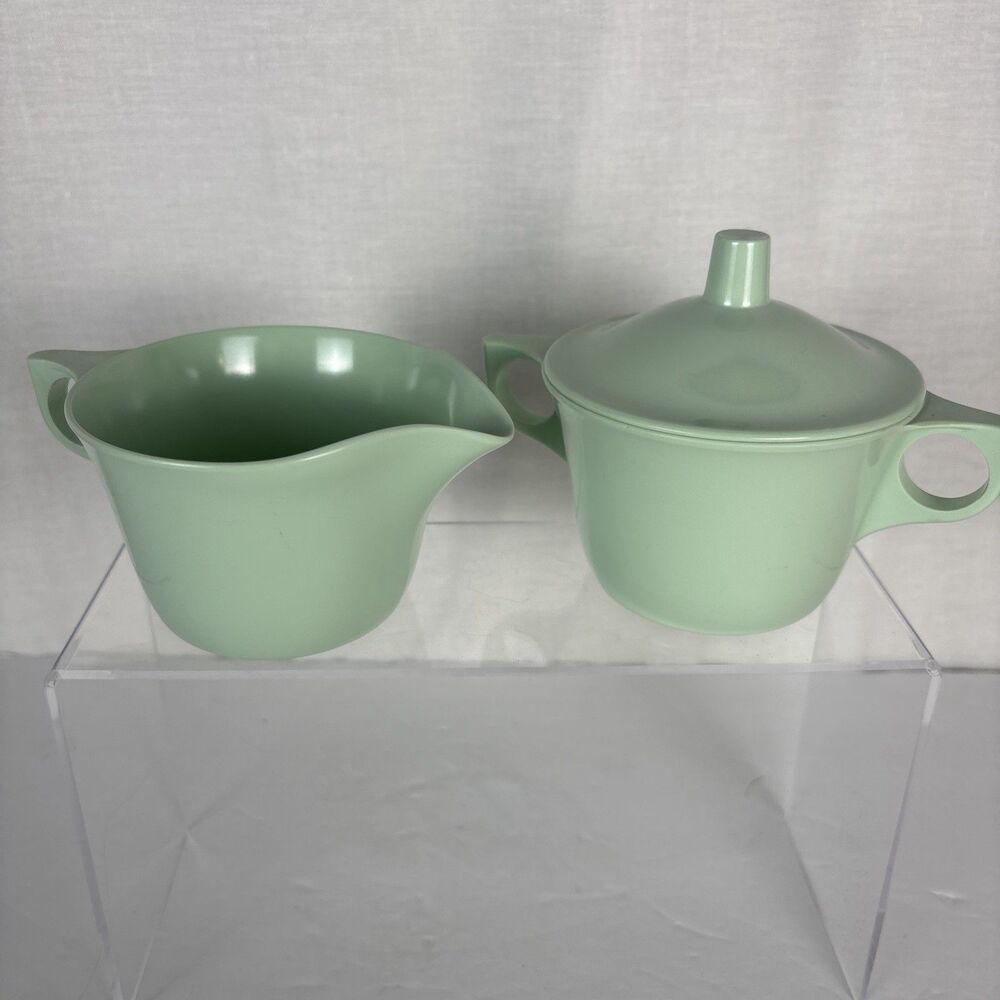 Melamine Sugar and Creamer Set Mint Green Unbranded